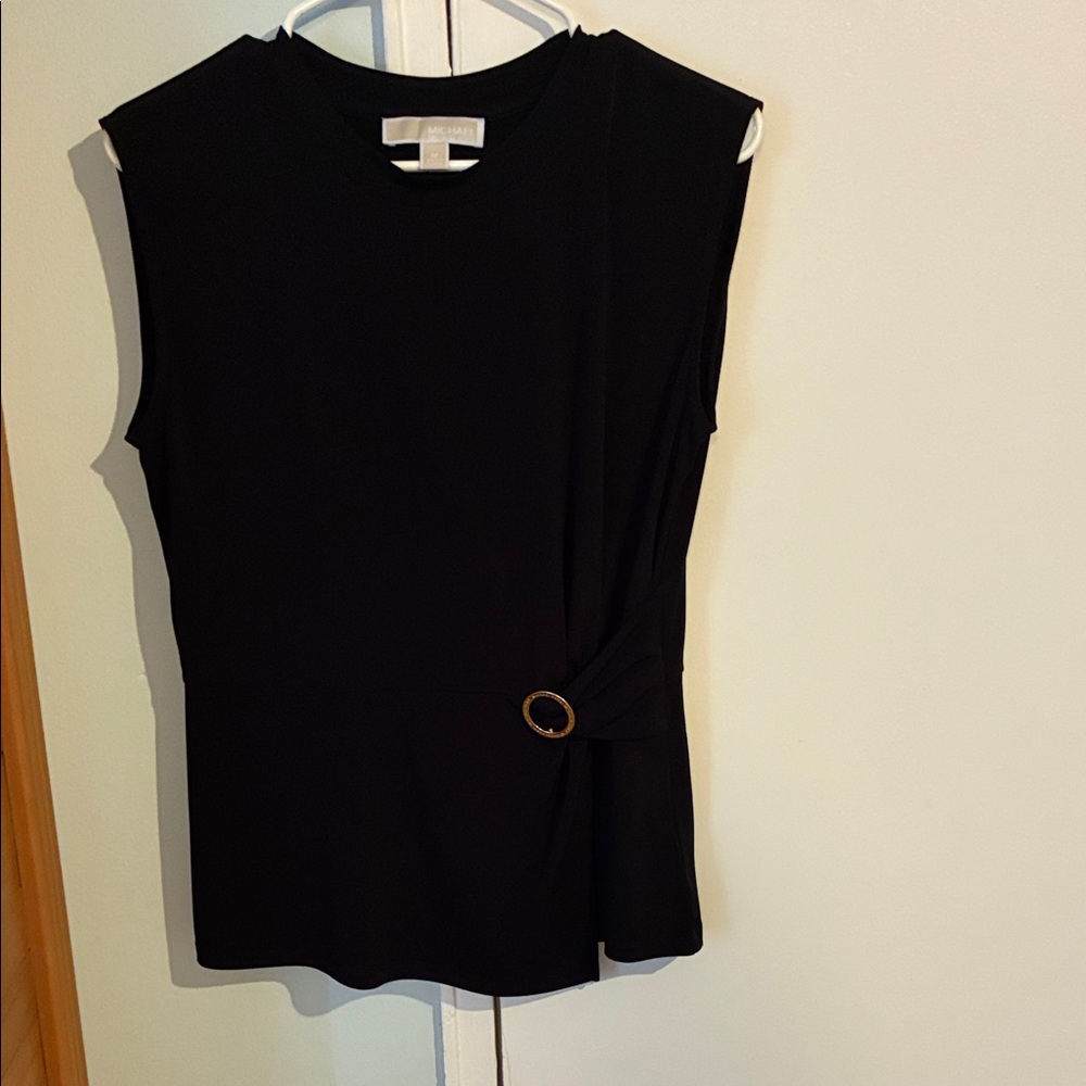 Michael Kors Black Sleeveless Blouse with Ring Detail